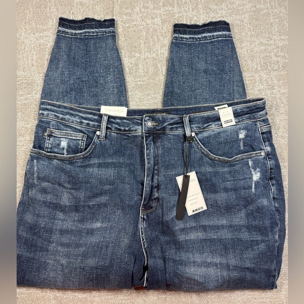 Judy Blue Skinny Fit High Rise Raw Hem Blue Jean NWT Size 24W